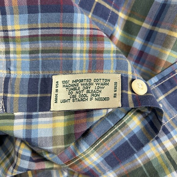 Gitman Bros Kashmyr Mens Plaid Button-Down Shirt 100% Cotton Long Sleeve Blue - Picture 4 of 7